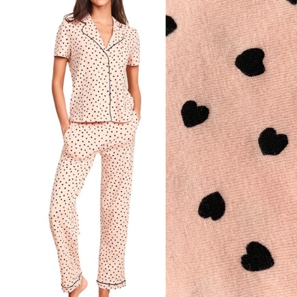 Madewell Other - Madewell Knit Bedtime Pajama Set in Painted Hearts